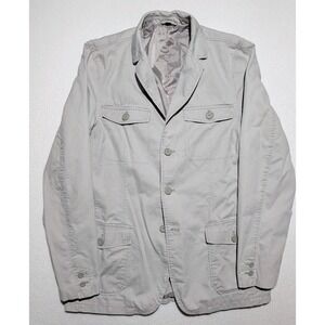 VTG Structure Jacket Mens Large Beige Utility Blazer Cotton 4 Pocket